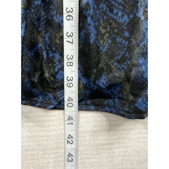 Black Tape Dress Womens 2X Blue Black Animal Print Satin Flowy Long Sleeve NWT - Picture 6 of 9